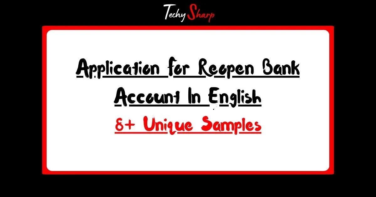 Application For Reopen Bank Account In English