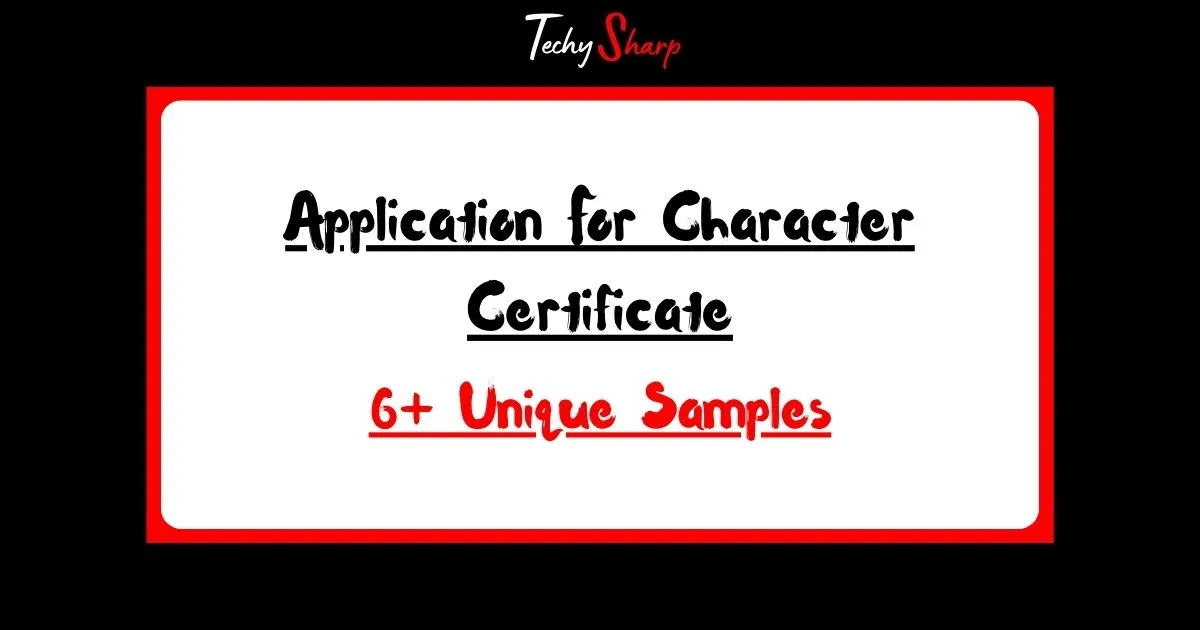 Application For Character Certificate